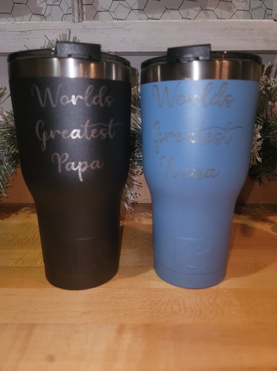 RTIC 20 oz Tumbler With Custom Engraved Handwritten Message